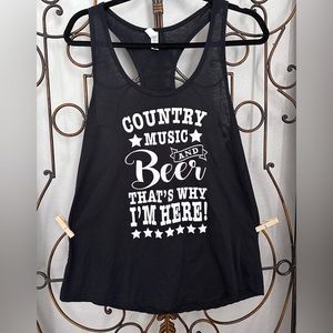 Black Tank XXL Racer back. Country Music and Beer